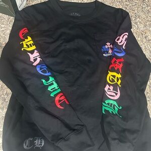 Chrome Hearts Black Crewneck Sweater with Multicolor Graphics